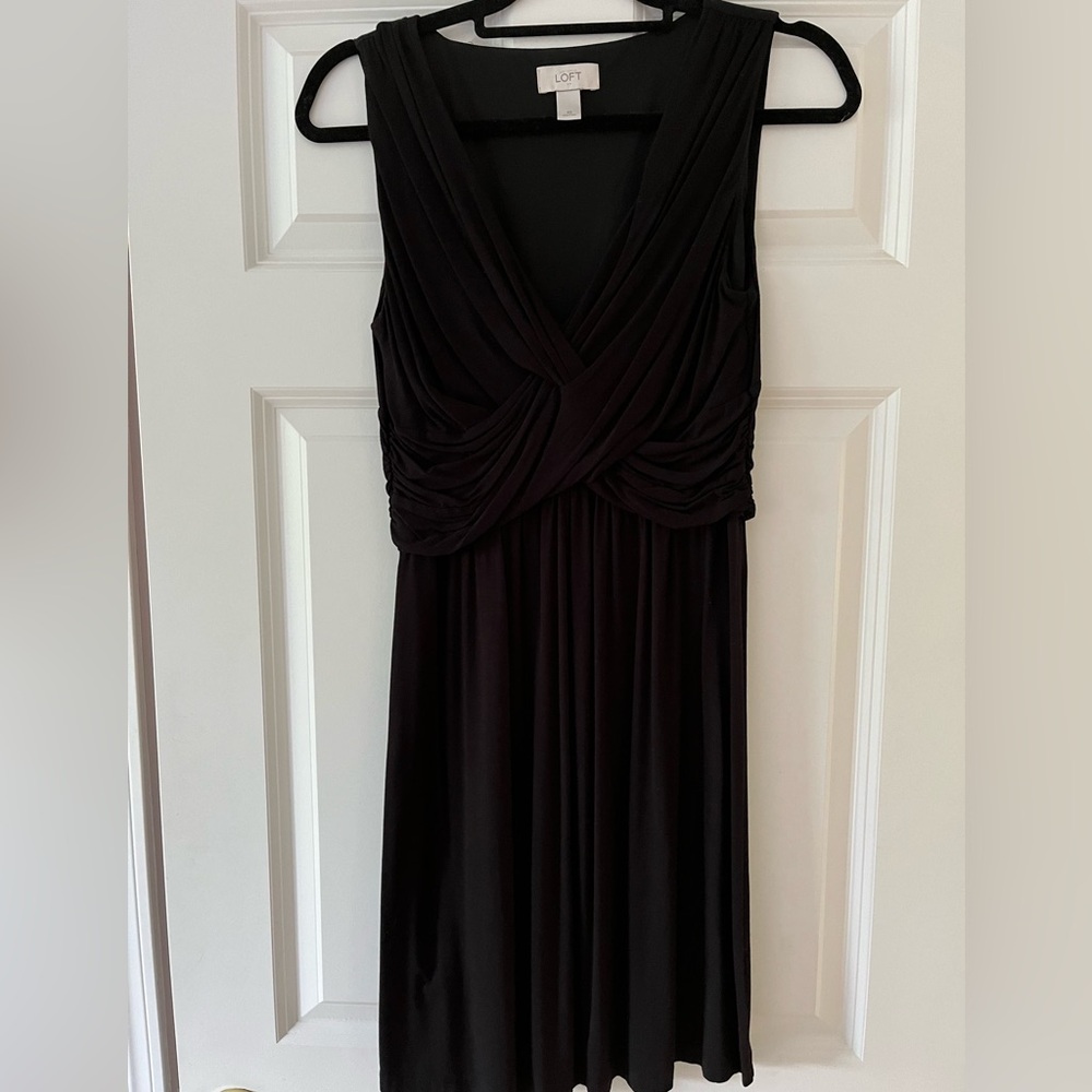Ann Taylor LOFT Black Wrap Jersey Dress